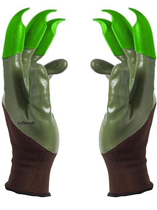 Honey Badger Digging Gloves Green Nitrile 8 Claws on Right Hand Only