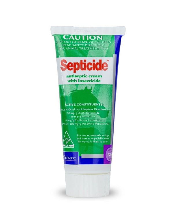 Virbac Septicide Antiseptic Cream with Insecticide for Horses and Dogs 100g