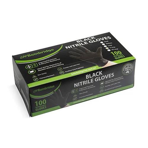 Black Nitrile Gloves - Large