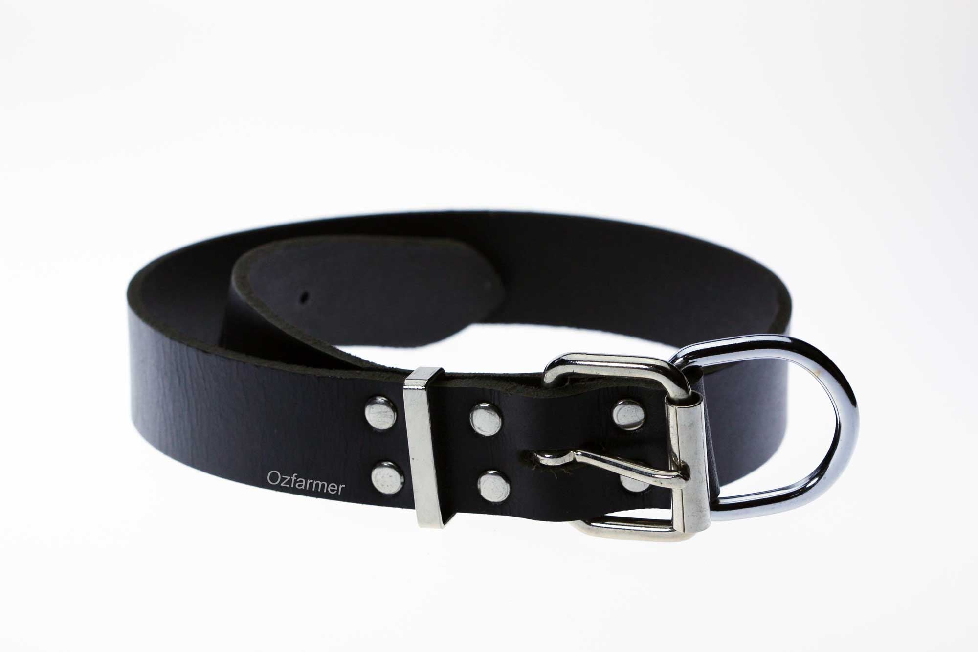 Black Leather Collar for Calf Dog 75cm