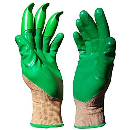 Honey Badger Digging Gloves Green Nitrile 8 Claws on Right Hand Only