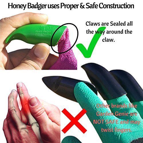 Honey Badger Digging Gloves Latex Unisex Blue Large 9 Claws on Left Hand Only