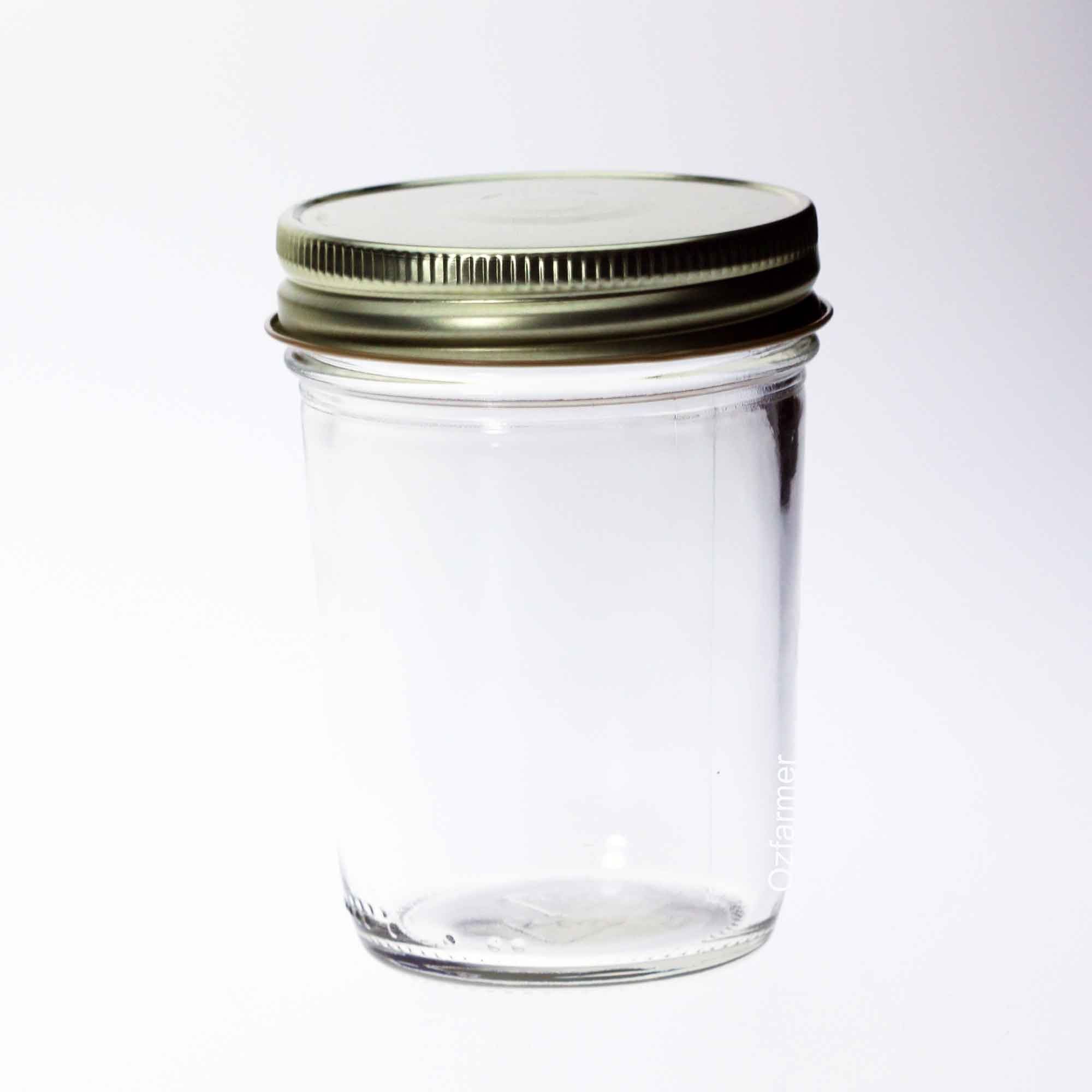 12 x Bell USA Smooth Half Pint / 8oz Regular Mouth Jars  with SILVER HIGH HEAT / POP  lids