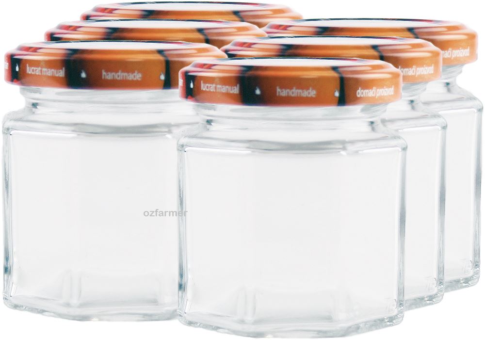 100ml Octagonal Rex Jars with Fruit Pattern Lids - Pack of 6