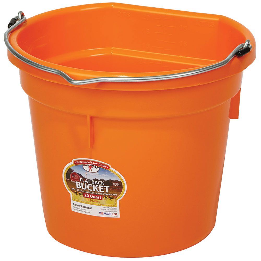 Bucket Plastic Flat Back 19L ORANGE