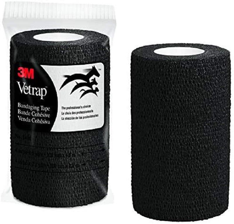 Vetrap Superior Cohesive Elastic Bandage 10cm wide 3M USA Made BLACK