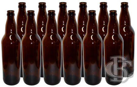 12 x Bottle Glass Amber 750ml Lids not included